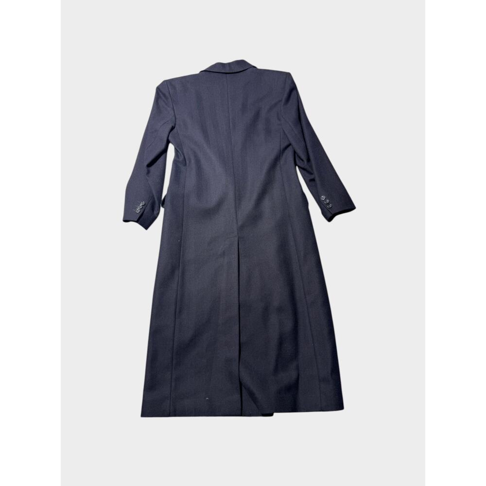 Vintage Burberrys Long Trench Coat Womens UK 6 Navy Blue Wool Double Breasted - Picture 3 of 16